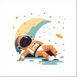 Astronaut sleeping in space Posters and Art